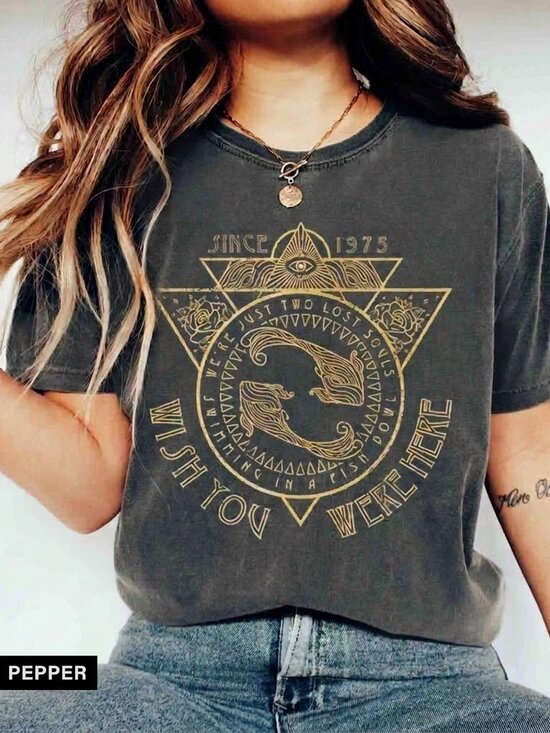 Comfort Colors Tops - Wish you were here oversized Shirt, Rock Festival tee, trendy gifts, Band tee